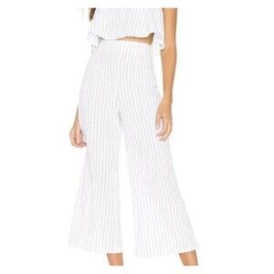 Superdown Brooke Pants XS White Black Striped Cropped Wide Leg Revolve